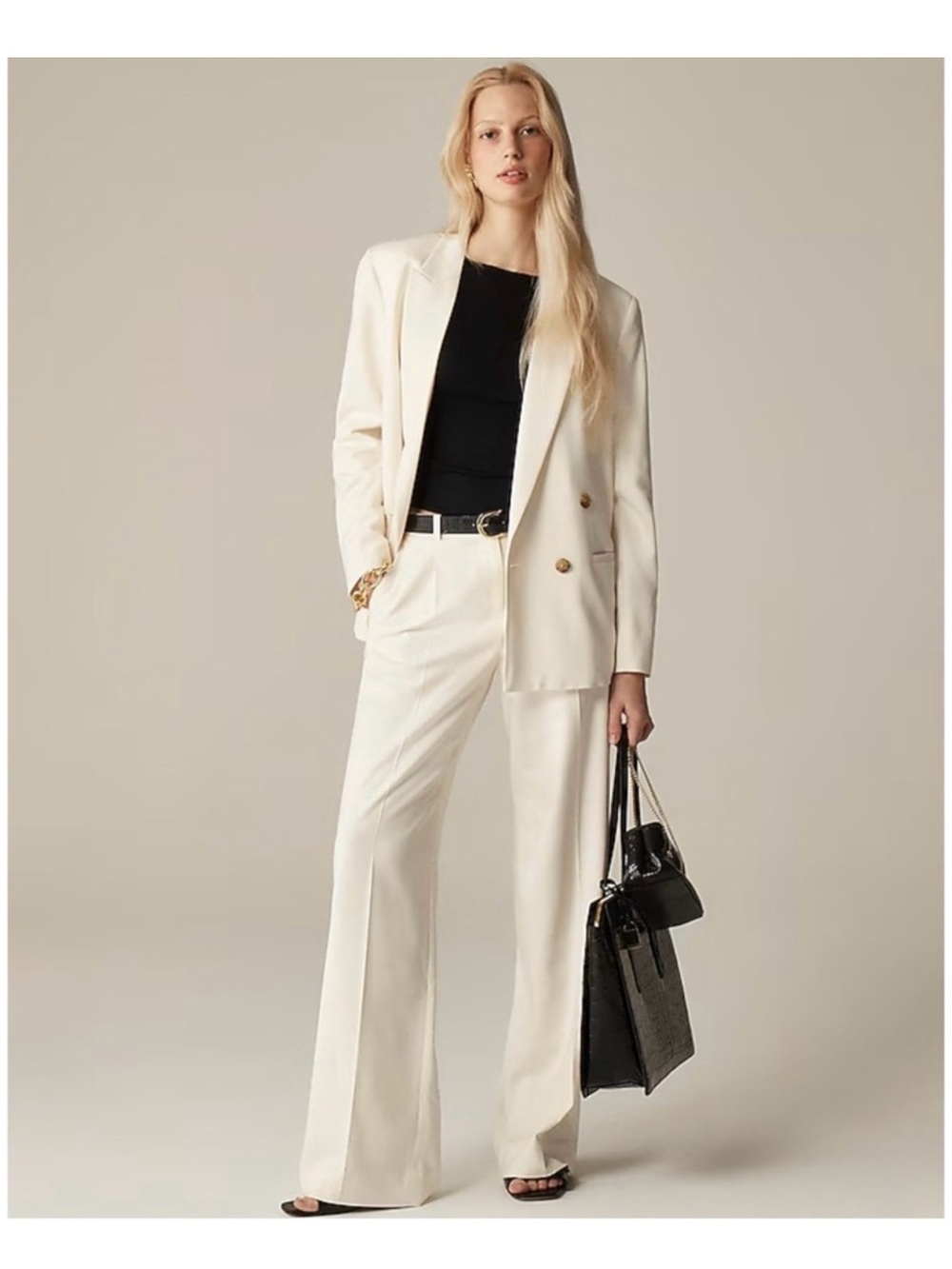 NWT J. Crew Lower-rise Essential Wide-leg Pant City Twill Soft Ivory